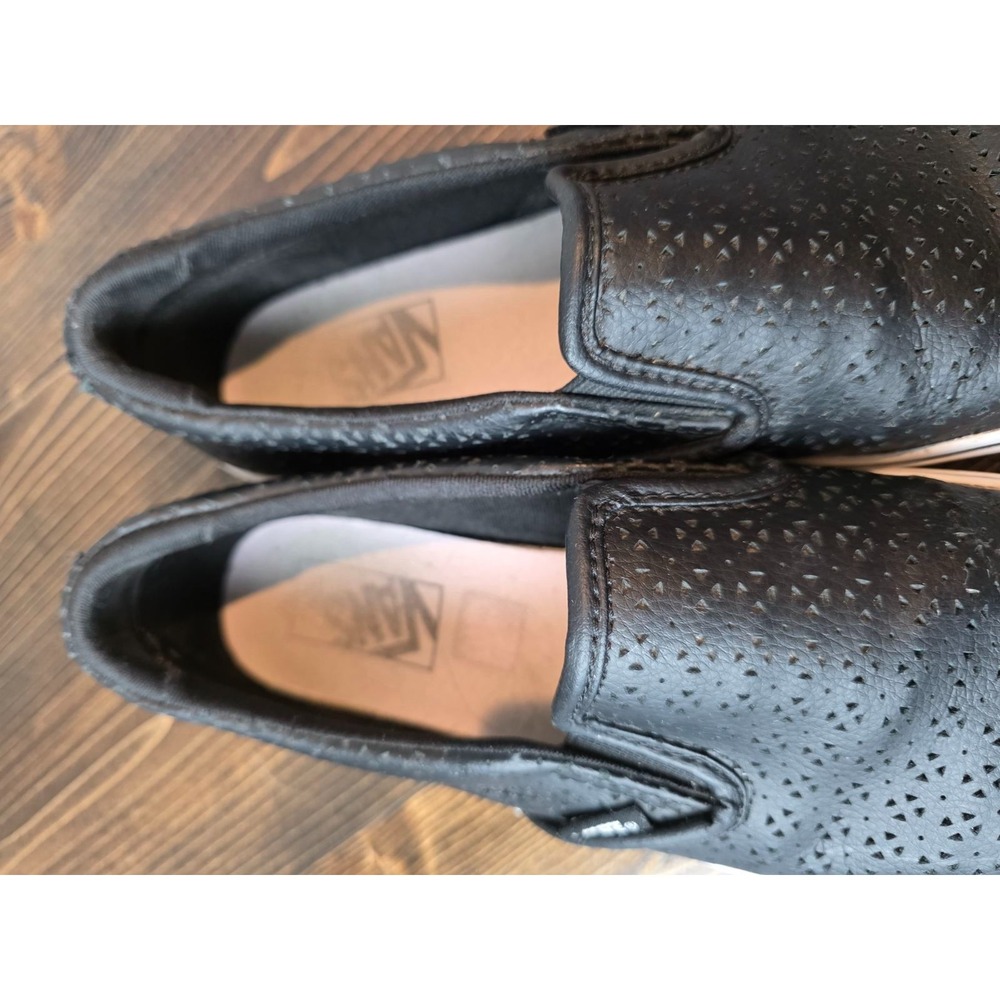 VANS Women's Sneakers Size 8.5 UK 6 Black Leather Slip On Skate Shoes‎ 721356 - Picture 12 of 13